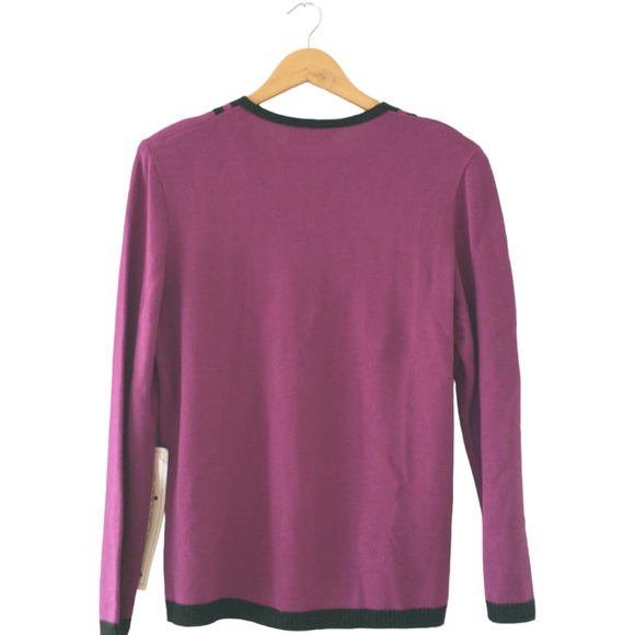 Vintage Vivanti Women's Sweater Wrap Style Purple Black Sz 16 Reto - Picture 4 of 16